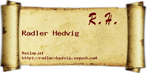 Radler Hedvig névjegykártya